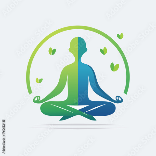 Meditative Harmony - A Serene Yoga Pose Illustration.