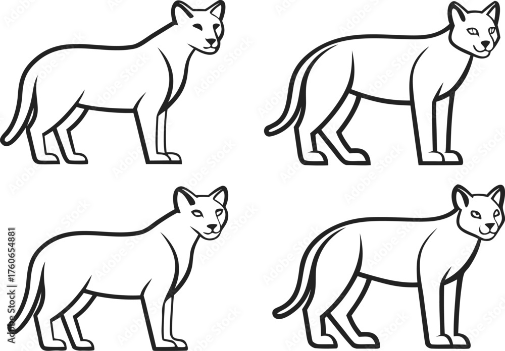Fototapeta premium Nature Animal Outline Artwork. Farm and Wild Animal Outlines. Minimal Animal Stroke Illustration. Animal Species Outline Collection. Outline Animal Line Artwork. Animal Kingdom Outline Design