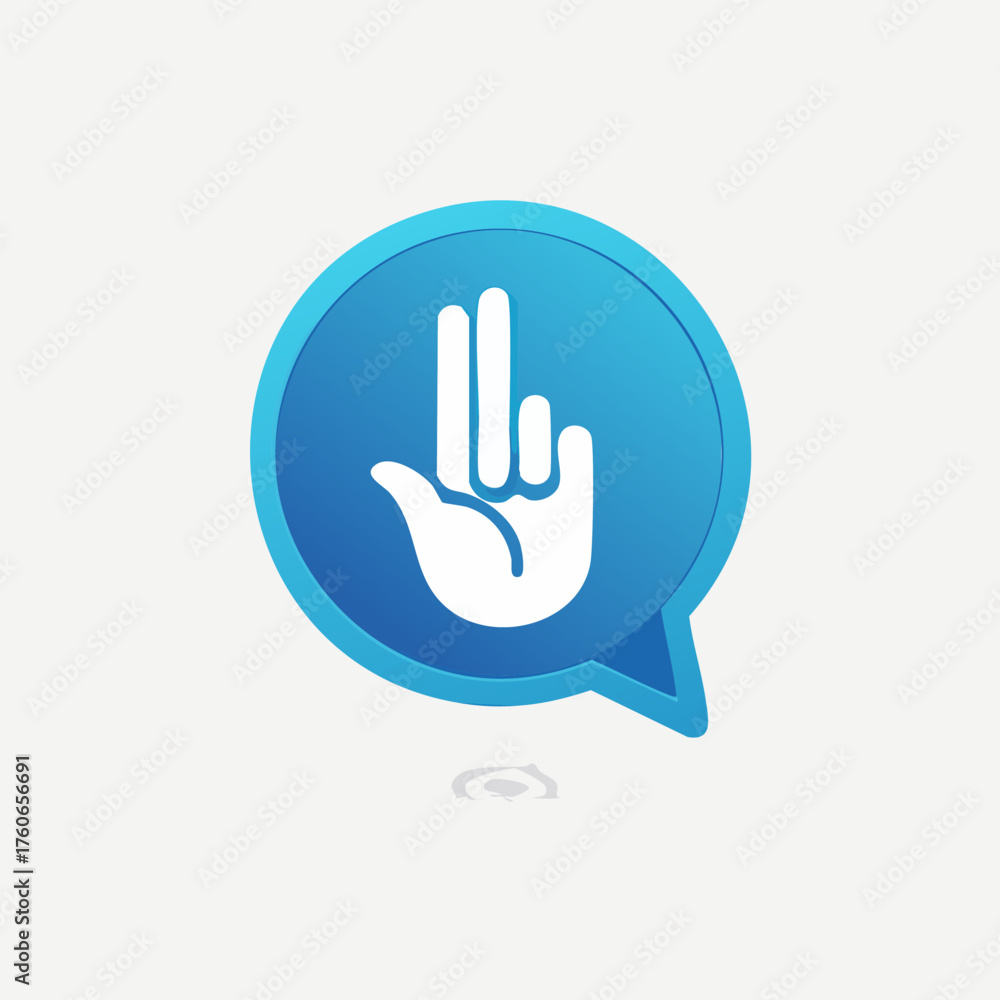 Obraz premium Hand Gesture in Blue Speech Bubble - Communication and Expression.