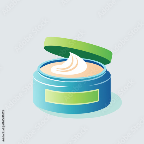 Open jar of cosmetic face cream vector illustration.