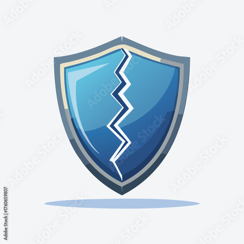 Broken Shield Symbol Security Breach Data Protection Failure.