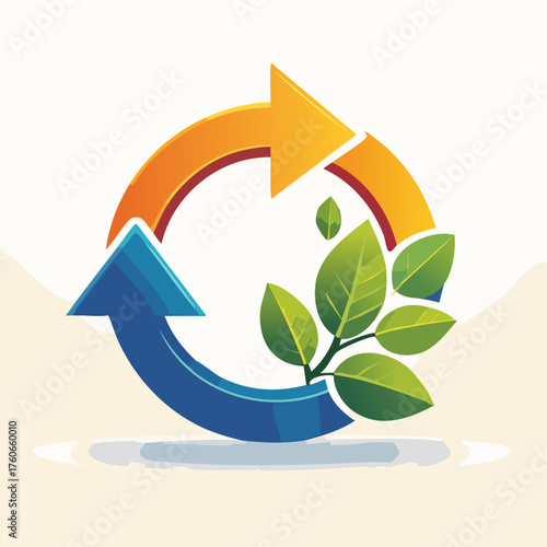 Circular Arrows with Green Leaves - Eco-Friendly Cycle.