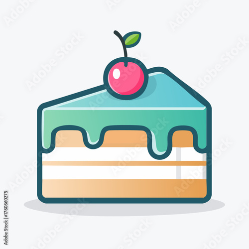 Delicious slice of cake with cherry on top, a sweet dessert.