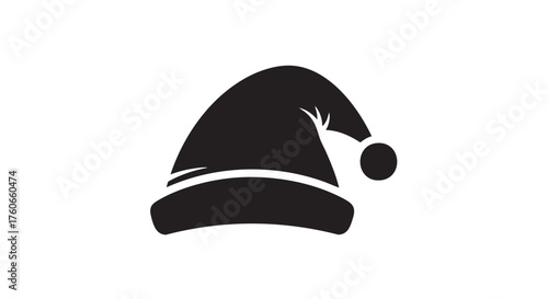 Vector art of black silhouette of a santa hat, christmas theme