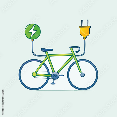 Electric Bicycle Illustration Depicting Sustainable Transportation and Energy.