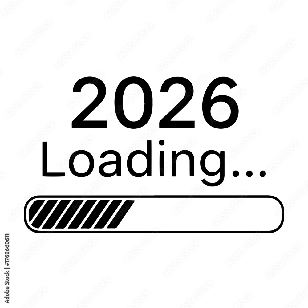 Obraz premium 2026 Loading Progress Bar New Year Anticipation Future Planning Annual Countdown Digital Time Indicator Expectation and Development Concept Vector illustration