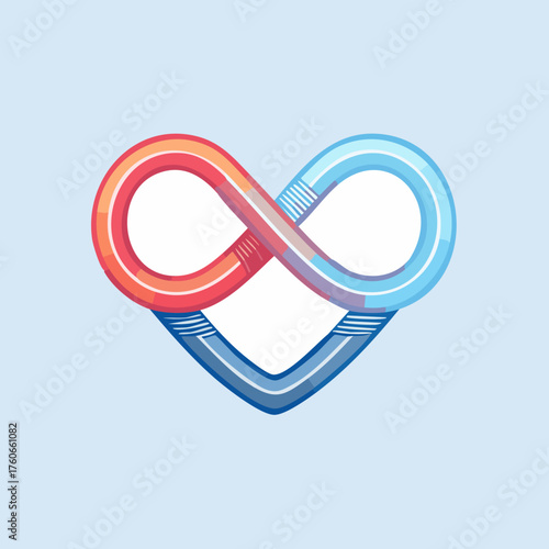 Heart Shaped Infinity Symbol with Red and Blue Gradient.