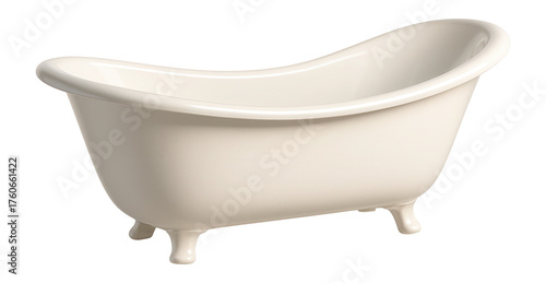Cast iron slipper tub with a raised end, perfect for a relaxing soak in a classic home.
