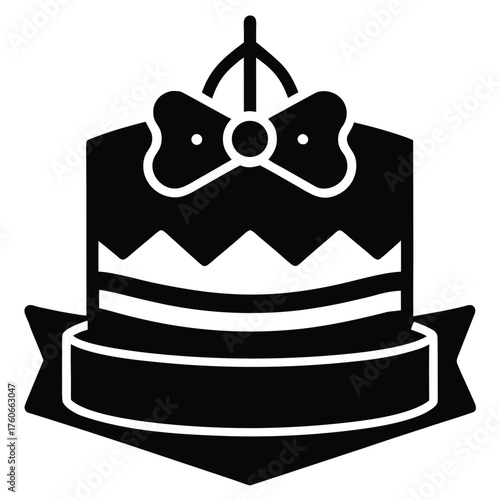 tag and bow edible print cake vector icon