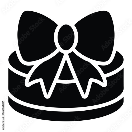golden bow fondant cake vector icon