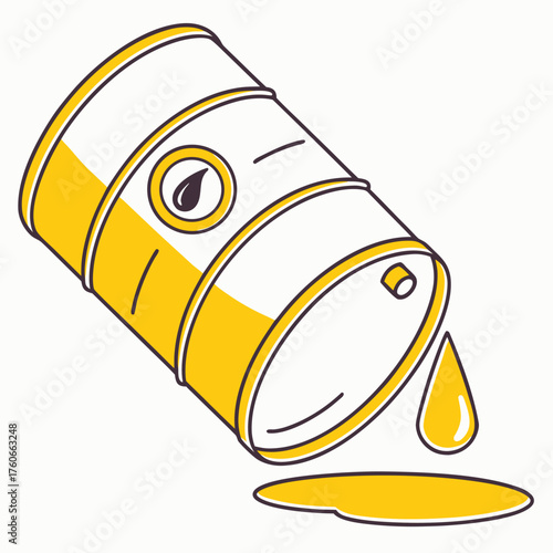  Tilted Oil Barrel with Droplet – Yellow Brand
