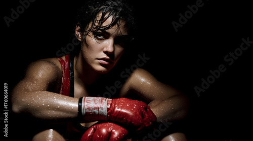 Portrait of a young female kickboxer