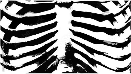 Striking abstract monochrome rib cage perfect for medical or Halloween designs and edgy concepts