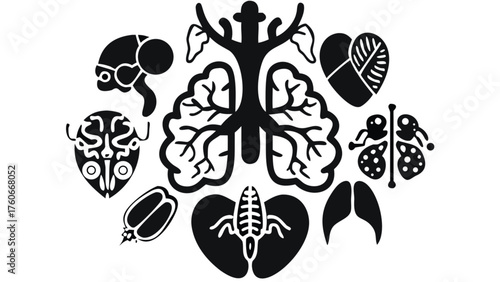 Striking anatomical illustration featuring human organs in a bold, modern style, ideal for medical designs