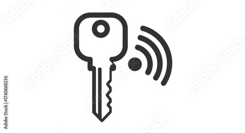 Smart key icon, representing modern access control, security, and wireless technology for homes and vehicles with seamless connectivity