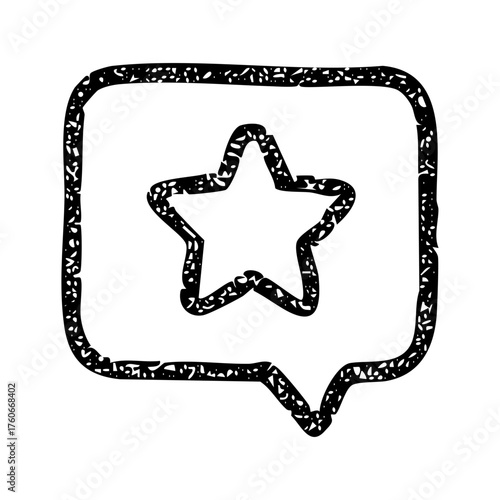 Star rating feedback icon in speech bubble hand drawn style vector for social media and customer reviews app