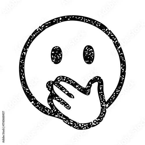 Mouth covered emoji vector illustration hand drawn style for social media and communication graphic design