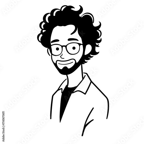 Teacher. Teacher simple black and white line art vector logo