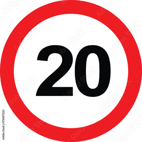 Vector art of speed limit 20 traffic sign