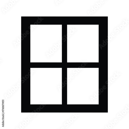 Black window frame with four panes white square