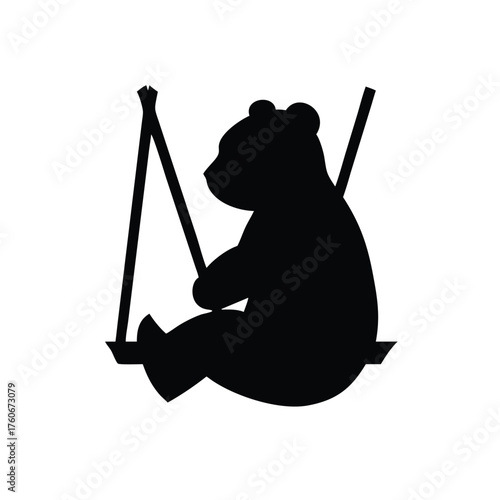 Bear sitting on a swing enjoying calm and peaceful moment Vector illustration
