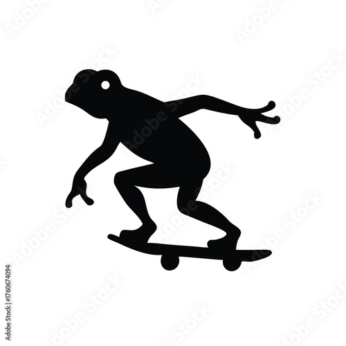Cheerful frog skateboarding with joy and balanced fun style Vector illustration