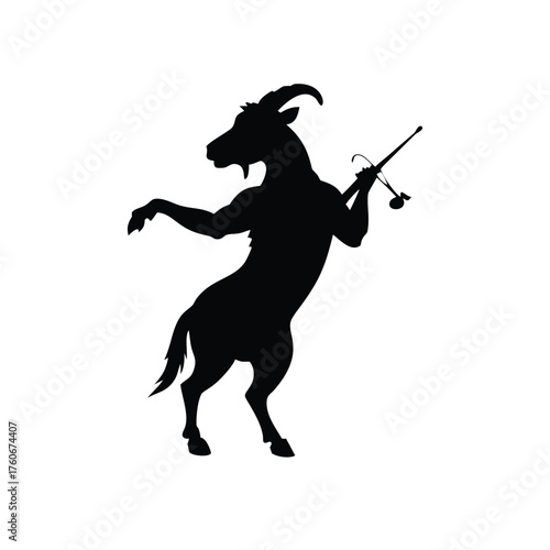 Charming goat performing violin melody in artistic peaceful mood Vector illustration