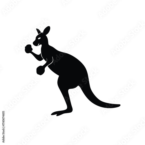 Energetic kangaroo practicing boxing punches with fierce focus Vector illustration