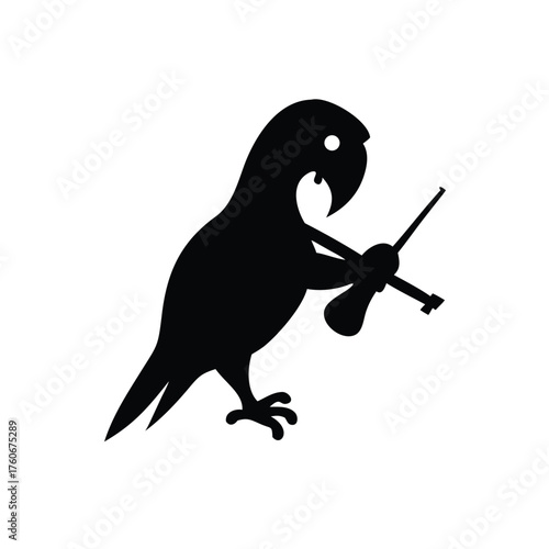 Colorful parrot playing violin with passion and artistic flair Vector illustration