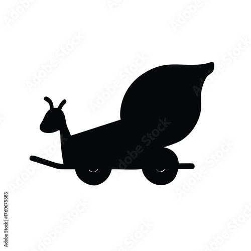 Snail pulling a tiny wagon in a playful animated cheerful style Vector illustration