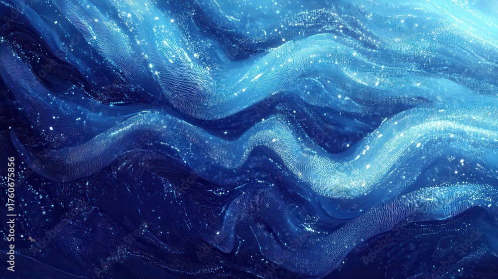 Obraz premium Abstract flowing lines and particles in digital environment