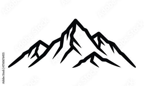 Jagged mountain peaks silhouette black white