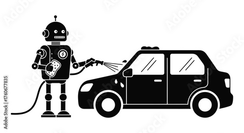 Robot washing car wash cleaning