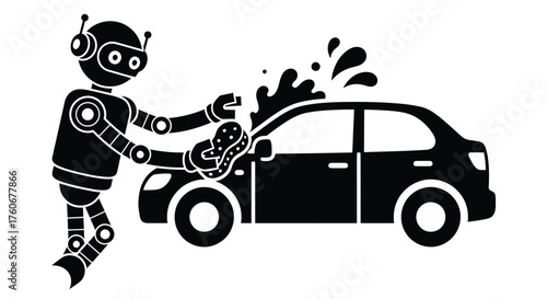 Robot washing car with sponge cleaning