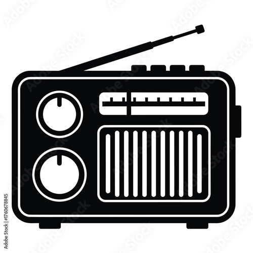 Vintage radio with antenna and knobs retro audio