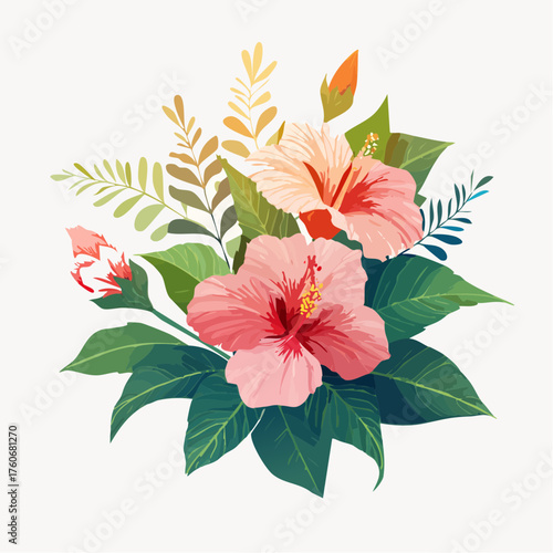 Hibiskusstrauch mit pinkfarbenen Blüten