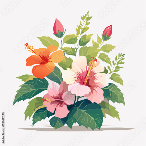 Hibiskusstrauch mit pinkfarbenen Blüten