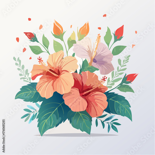 Hibiskusstrauch mit pinkfarbenen Blüten