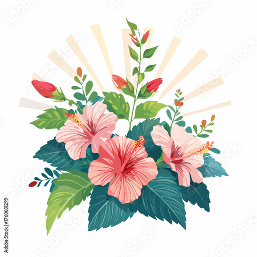 Hibiskusstrauch mit pinkfarbenen Blüten