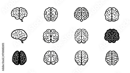 Collection of Brain Illustrations - Anatomical and Symbolic Representations.