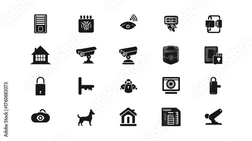 Collection of Security and Surveillance Icons.