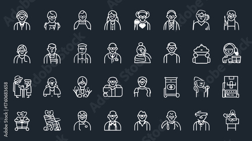 Diverse Chalkboard Avatars - Professions and Personalities.