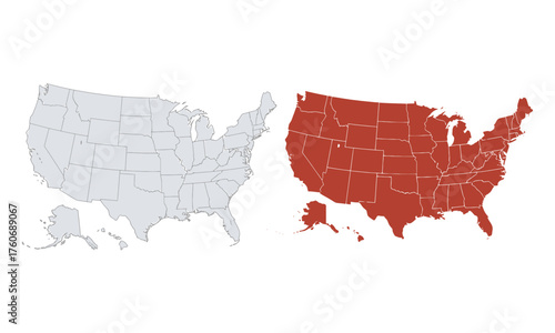 Blank usa map comparison two views showing states and borders for educational use