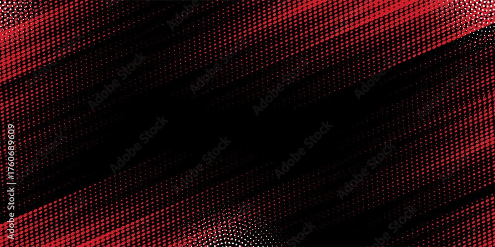 Fototapeta premium Abstract halftone dots red grunge on black dark background