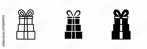 Vector illustration of a black gift box