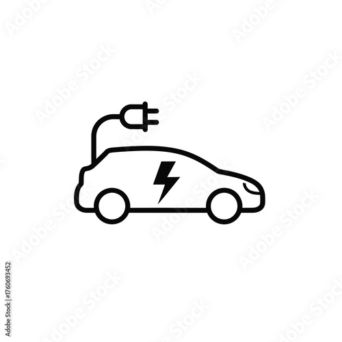 Vector art of electric car icon, symbolizing ecofriendly transportation and sustainable energy solutions for a greener future