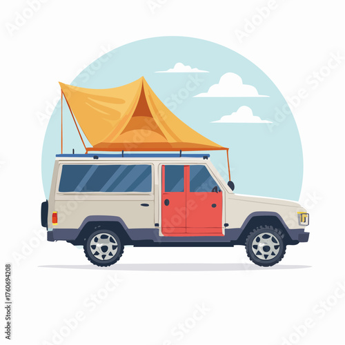 Geländewagen aufgestelltem Dachzelt