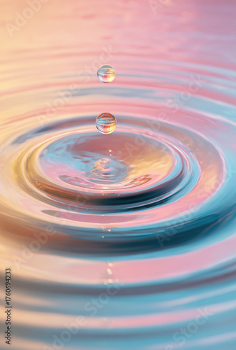 Colorful Water Drop Ripple with Pastel Gradient Background