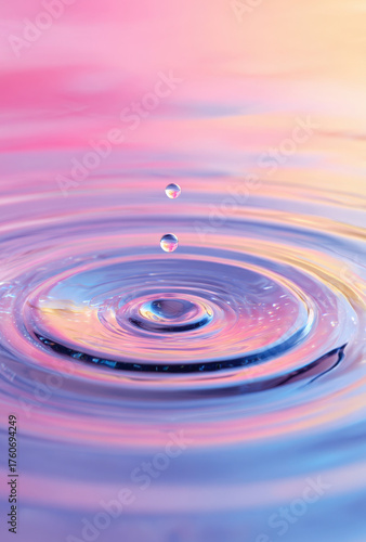 Colorful Water Drop Ripple with Pastel Gradient Background
