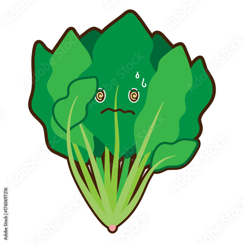 冷や汗をかくほうれん草キャラクターイラスト